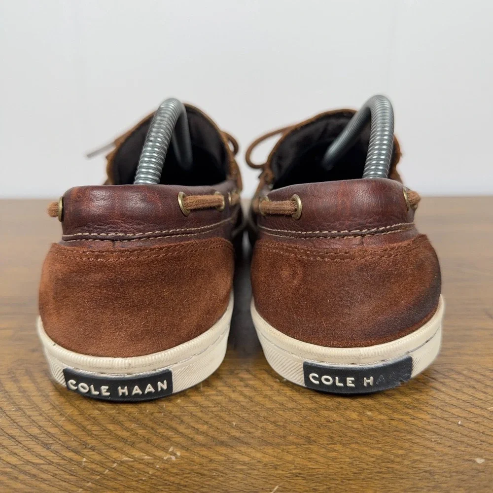 Cole Haan Boat Shoes Mens 9.5M Brown Nantucket Leather‎ Lace Up Casual Loafer